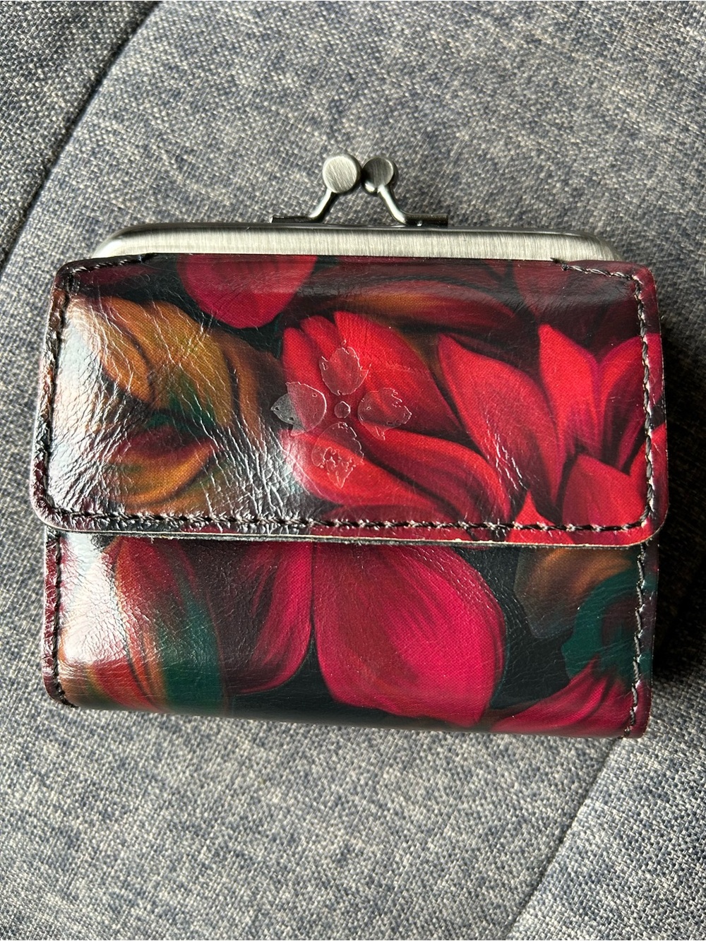 Patricia Nash Red Floral Leather Coin Wallet